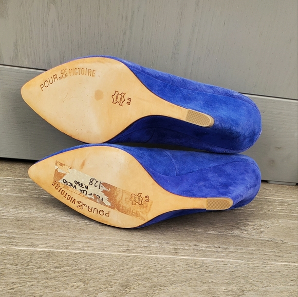 Pour La Victoire Blue Wedge Heels - Picture 6 of 8